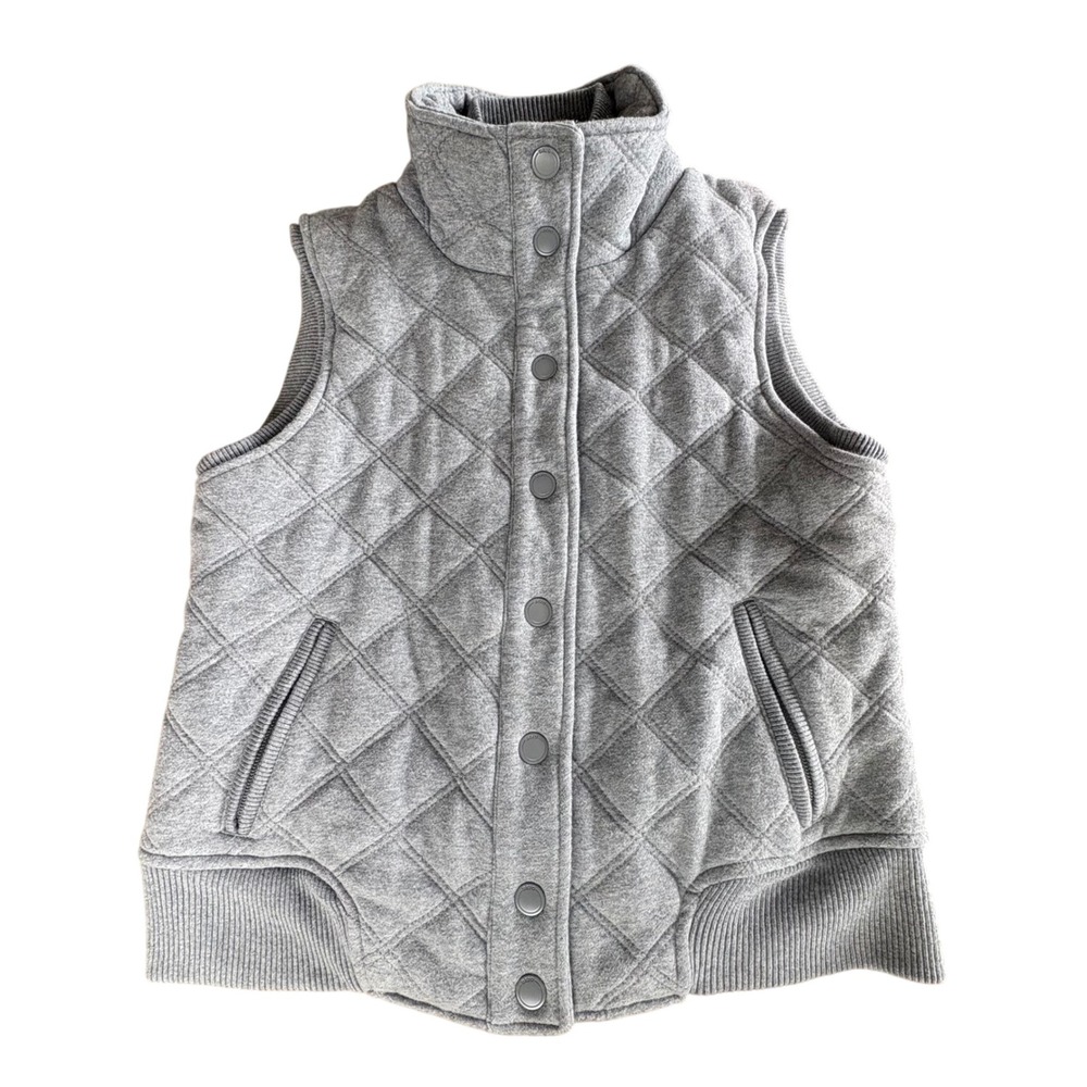 Aeropostale Quilted Puffer Vest Heather Gray Mock Neck Zip Snap Womens Large